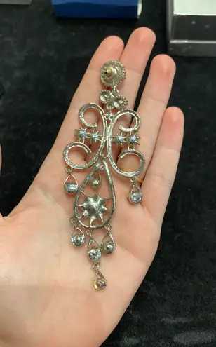 Ab Stone Pageant Earrings Silver