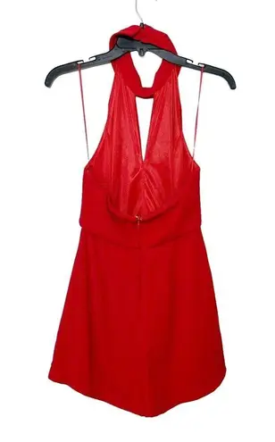 ASTR  the Label High Neck Halter Neck Red Romper Backless Womens Size Small