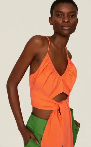 Tanya Taylor Cecil Crop Top Orange Tie Front Tank Size 8