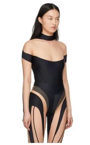 MUGLER Black Illusion Stretch Bodysuit 40 Size L