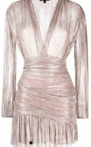 Maje Pleated Metallic Pink Dress