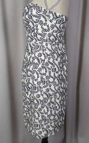 J.Crew  Strapless Floral Print Mini Dress Cream and Blue Size 2