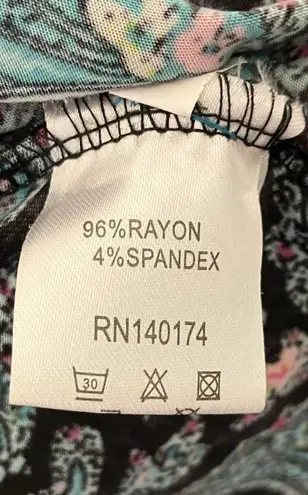 Reborn Cowl Neck Midi Dress Teal Paisley Size 2XL