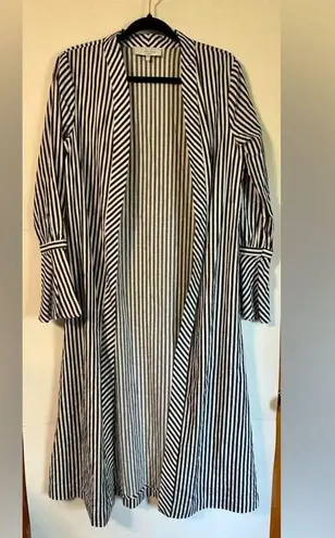 L'Academie L’Academie Alex Bell Sleeve Striped Duster Dark Charcoal/white Size S
