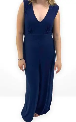 Sage The Label Blue Sleeveless V-Neck Jumpsuit