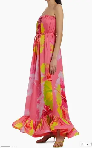 NWT Hemant & Nandita Strapless Floral Maxi Dress Size Small Pink