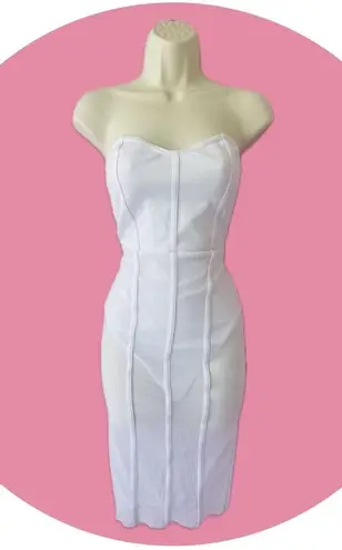 Pretty Little Thing Shape White Bandeau Mesh Insert Dress