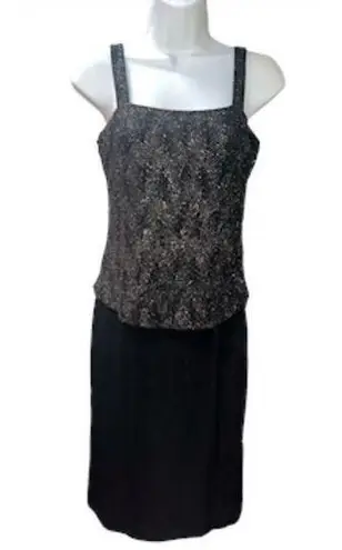 Alex Evenings Vintage  Y2K 90s Black Shimmer Dress Size 4 Petite EUC Made In‎ USA