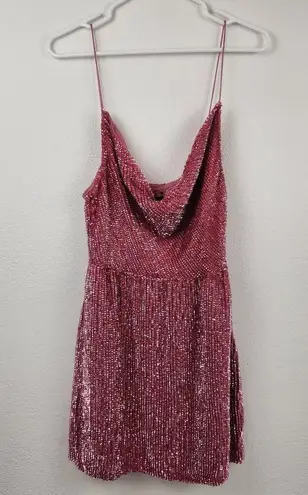 Retrofête Retrofete Jill Sequin Mini Dress in Pastel Pink Size Large NWT Spaghetti Straps
