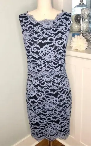Ivanka Trump Lace Popover Sheath Dress Sleeveless Blue Party Formal 14 Large