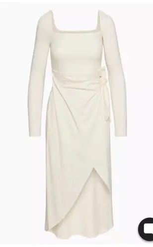 NWT ARITZIA WILFRED Saturn Long Sleeve Wrap Midi Dress in Frozen Grey Si… Size XL