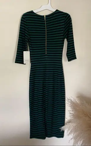 ZARA  green striped midi dress