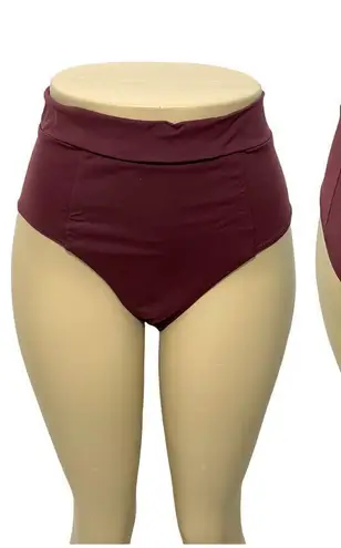 Vitamin A Womens Elena High Waisted Bikini Bottom Bathing Suit Swim Burgundy 14