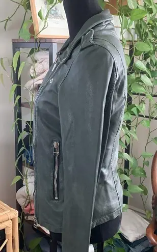 Goosecraft Biker 513 Hunter Green Leather Zip Up Moto Jacket