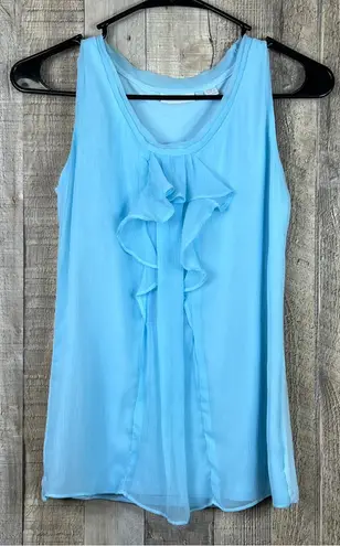 New York & Company Stretch XS Chiffon Style Sleeveless Baby Blue Ruffle …