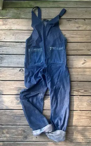 VTG Distressed Denim Bib Overalls Blue Size L