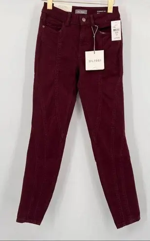 DL1961 Florence Ankle Skinny Jean in Burgundy Size 24 NWT