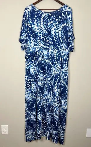 Belle Kim Gravel Maxi Dress Women 2X Blue Tie Dye T