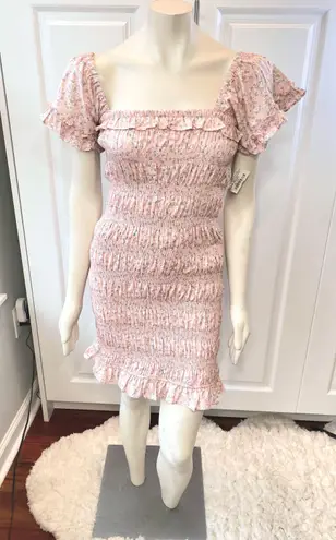 The Impeccable Pig Pink Floral Smocked Mini Dress | NWT