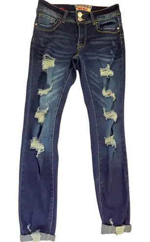 Hot Kiss Get The Lift Y2K Boyfriend Jeans Women’s Size 7/8 Blue Distressed NWOT