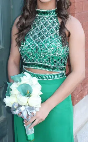 Blush Prom Green Two Piece Gown