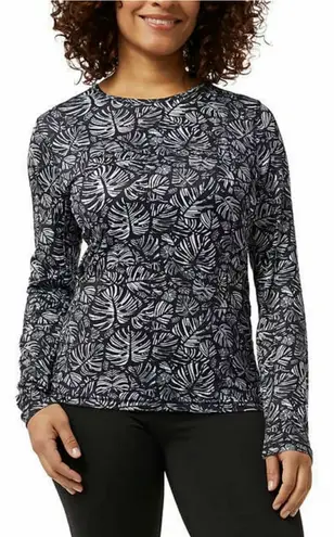 32 Degrees Heat 32 Degrees Top Women UPF 50+ Long Sleeve Sun Tee Black Palm Leaves Size Medium