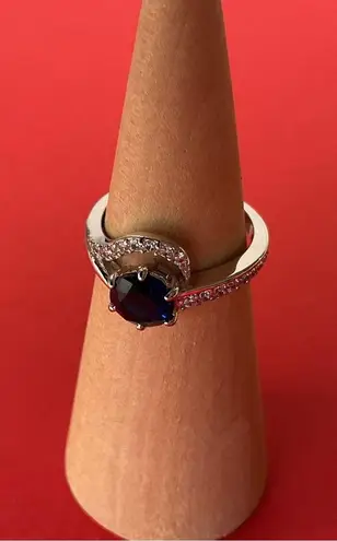 Bomb Party RBP2405 Lab Created Topaz & Sapphire on Rhodium Size 7 Ring NWT