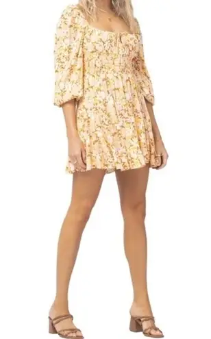 l*space NWT L* Cassidy Long Sleeve Flowy Peasant Dress Yellow Floral Women's Small