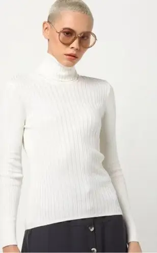 Veronica Beard Nellie pullover ribbed turtleneck in off-white NEW
