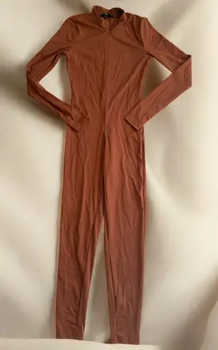 LA FOI Light Brown Tan One Piece Stretch Jumpsuit Size Medium