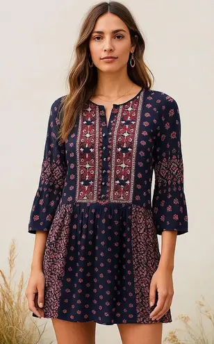 Vanessa Virginia Embroidered Boho Tunic Dress Anthropologie Aesthetic Size M