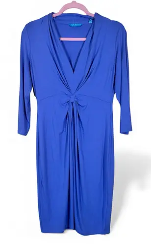 Tori Richard Tori Richards Blue 3/4 Sleeve Mini Dress Womens S Twist Front Bodycon NWT - Image 1