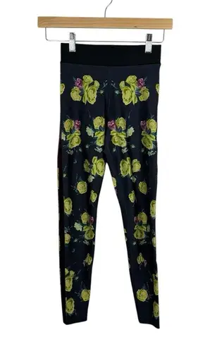 Ultracor Soul Cycle Navy Blue Floral High Rise Leggings Velvet Racing Stripe XS