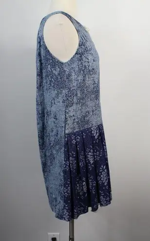 Bensoni Blue Ivory Drape Linen Sleeveless Shift Dress Size 6