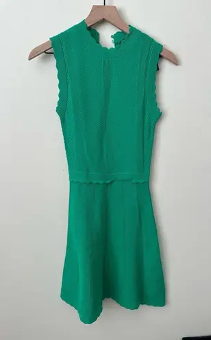 The Kooples NWT Scalloped-trim flared-skirt knitted midi dress green 1