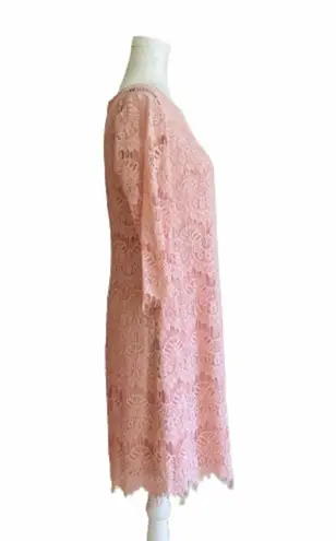 Jessica Howard Dress Blush Pink Lace 3/4 Sleeve Lined Sheath Party Size 8P