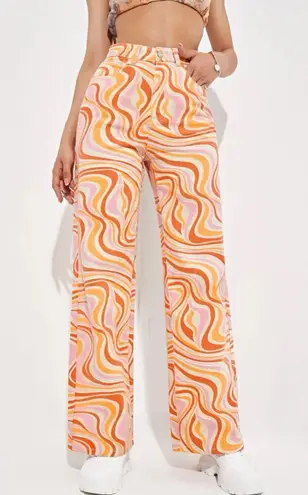 SheIn Fun Orange and Pink Print Jeans