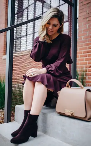 Dolce Vita Ankle Faux Suede Women's Burgundy Boots Size 9 Purple