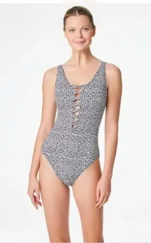 Bleu Rod Beattie Let’s Get Loud Blk/White Animal Print One Piece Swimsuit Size 8