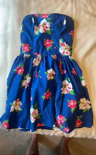 Hollister Strapless Blue Floral Dress