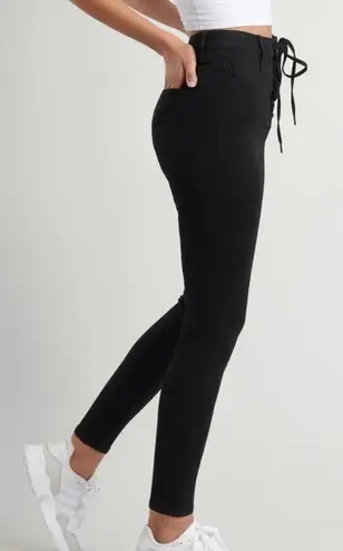 Garage Lace Up Super High Rise Waisted Skinny Black Jegging Jeans