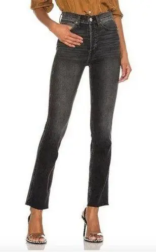 RE/DONE 80s Slim Straight Black Jean Size 27 Button Fly Revolve
