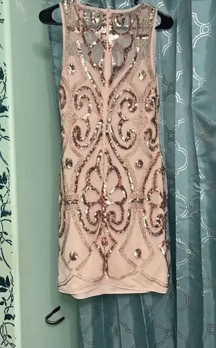 Vvm Curve Formal Dress. Size Medium. Rose Gold. Sheer Top. NWT. Has Stretch Gold