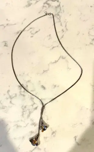 vintage Avon Calla Lily lariat necklace silver gold tone western dainty girly