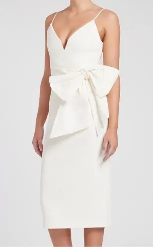 Rebecca Vallance Women’s Monique Genevieve Bow Waist Sleeveless White Midi Dress Size 2