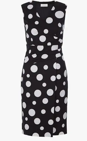 Hobbs London Elsa Polka Dot Faux Wrap Sheath Dress Black & Ivory