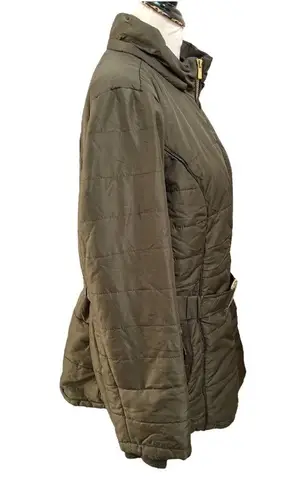 Susan Graver Puffer Jacket with Matching Belt Army Green Size Large