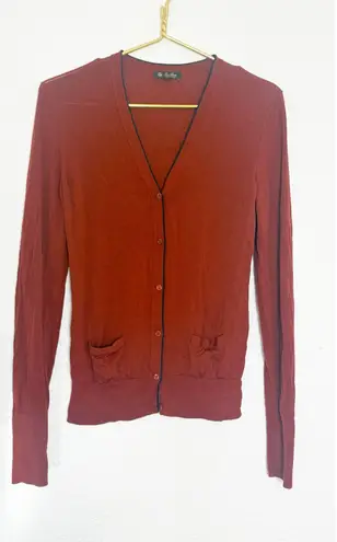 Loro Piana Virgin Wool Rust Orange Lightweight Cardigan Size 38 Quiet Luxury