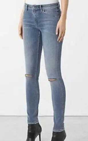 ALL SAINTS Mast Low Rise Skinny Jeans Y2K Medium Wash Distressed Ripped Size 26