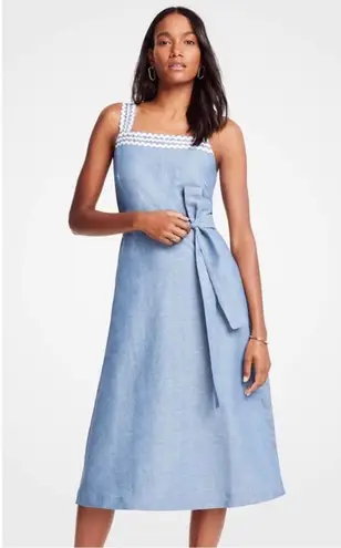 Ann Taylor Wavy Trim Chambray Midi Dress - Image 1